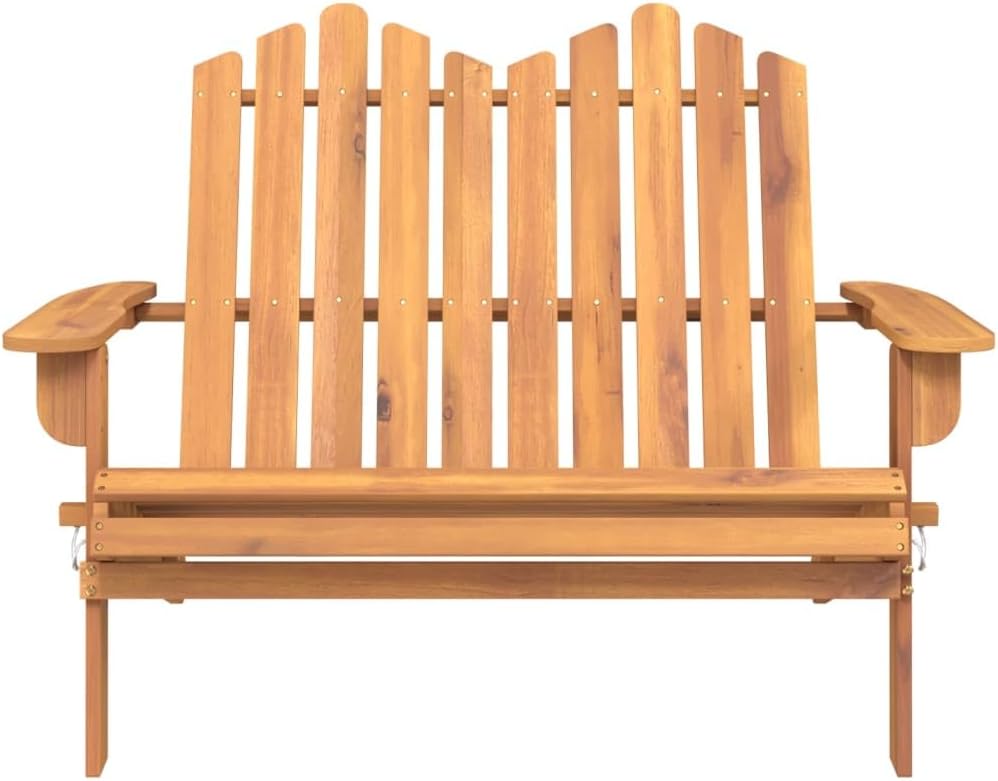 Logeirevo Foldable Adirondack Patio Bench, Folding Adirondack Chairs for Garden Backyard Porch, 49.6" Solid Wood Acacia,-794