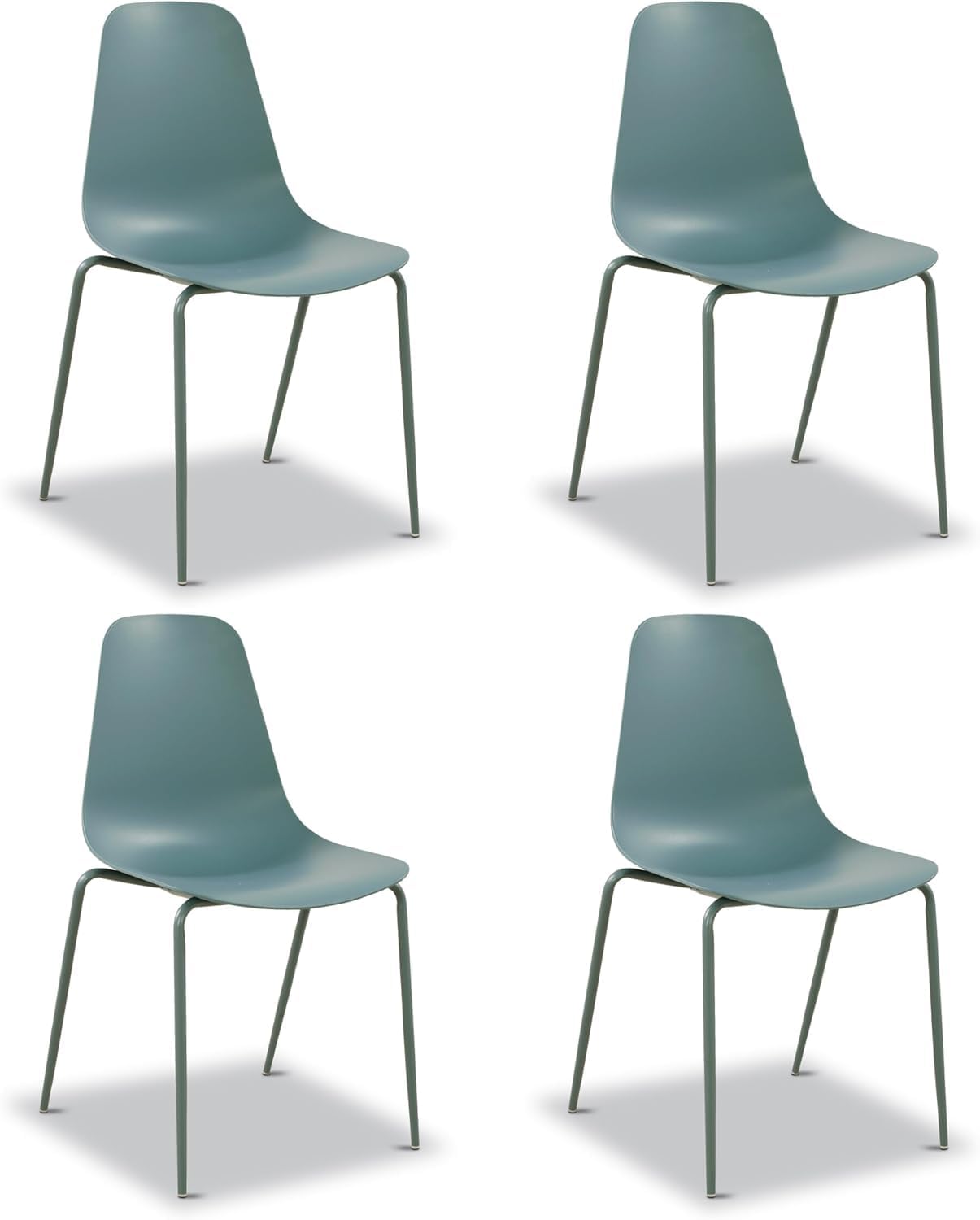 Poly & BARK Isla Modern Kitchen Chairs Set of 4 - Plastic Dining Chair with Metal Legs - Quick Assembly Simple Cafe Chairs Plastic for Indoor or Outdoor - Pistachio Green