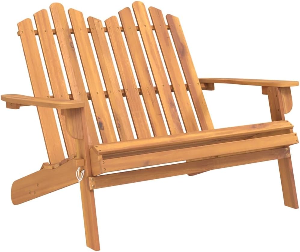 Logeirevo Foldable Adirondack Patio Bench, Folding Adirondack Chairs for Garden Backyard Porch, 49.6" Solid Wood Acacia,-794