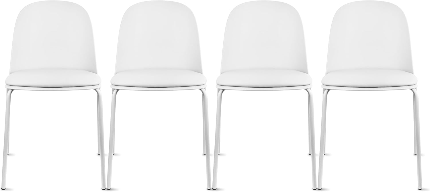 2xhome Modern Stackable Armless Dining Chair | Plastic Shell Seat with Metal Legs | Indoor or Outdoor Use | Home Kitchen Patio (4, Green, No Padding)