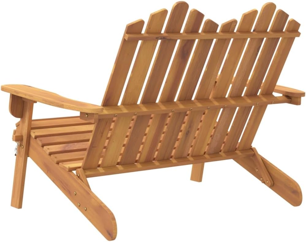 Logeirevo Foldable Adirondack Patio Bench, Folding Adirondack Chairs for Garden Backyard Porch, 49.6" Solid Wood Acacia,-794