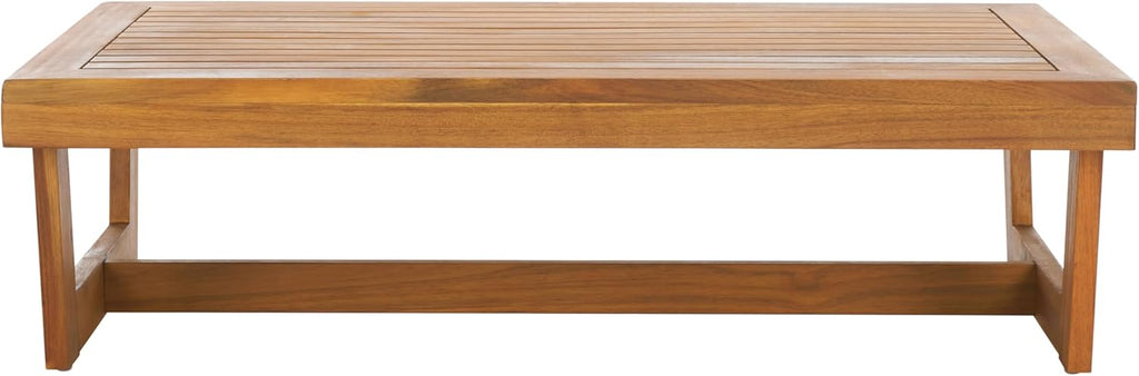 SAFAVIEH Outdoor Patio Furniture Collection Lynn Natural Brown Slatted Top Solid Wood Coffee Table (PAT7330A)