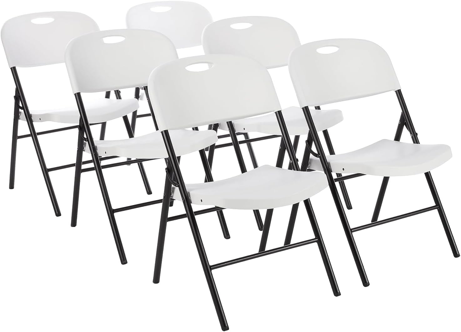 Amazon Basics Foldable Portable Comfortable Sturdy Folding Plastic Chair, 350-Pound Capacity, White, 4-Pack