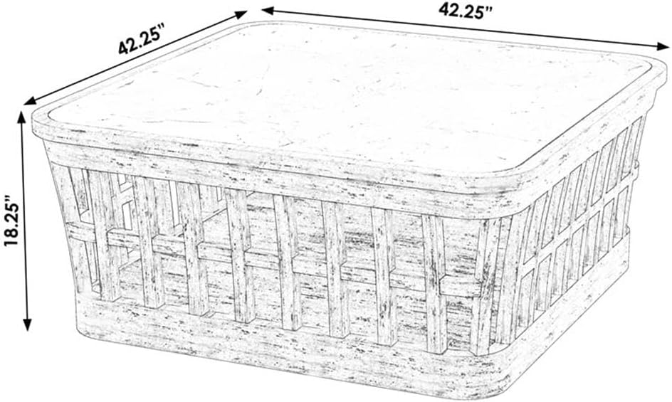 Beaumont Lane Traditional Outdoor Teak and Marble Coffee Table - Natural