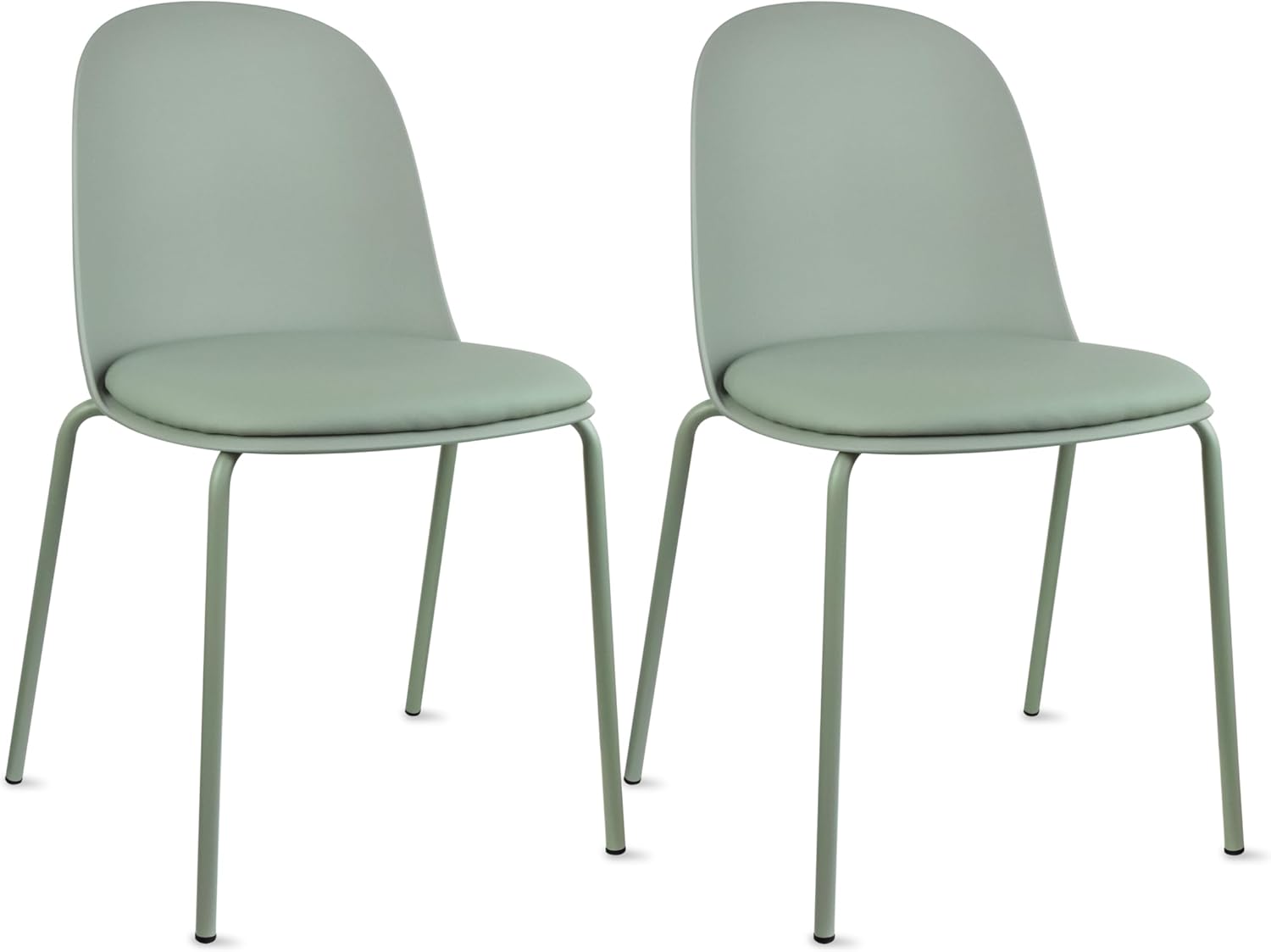 2xhome Modern Stackable Armless Dining Chair | Plastic Shell Seat with Metal Legs | Indoor or Outdoor Use | Home Kitchen Patio (4, Green, No Padding)