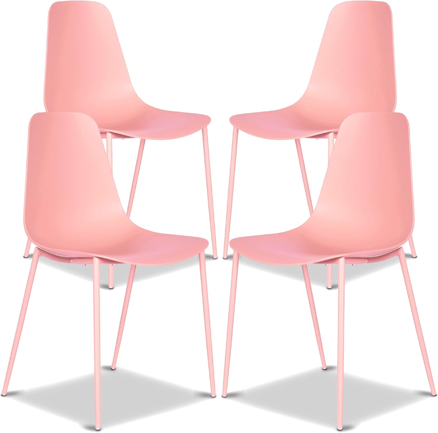 Poly & BARK Isla Modern Kitchen Chairs Set of 4 - Plastic Dining Chair with Metal Legs - Quick Assembly Simple Cafe Chairs Plastic for Indoor or Outdoor - Pistachio Green