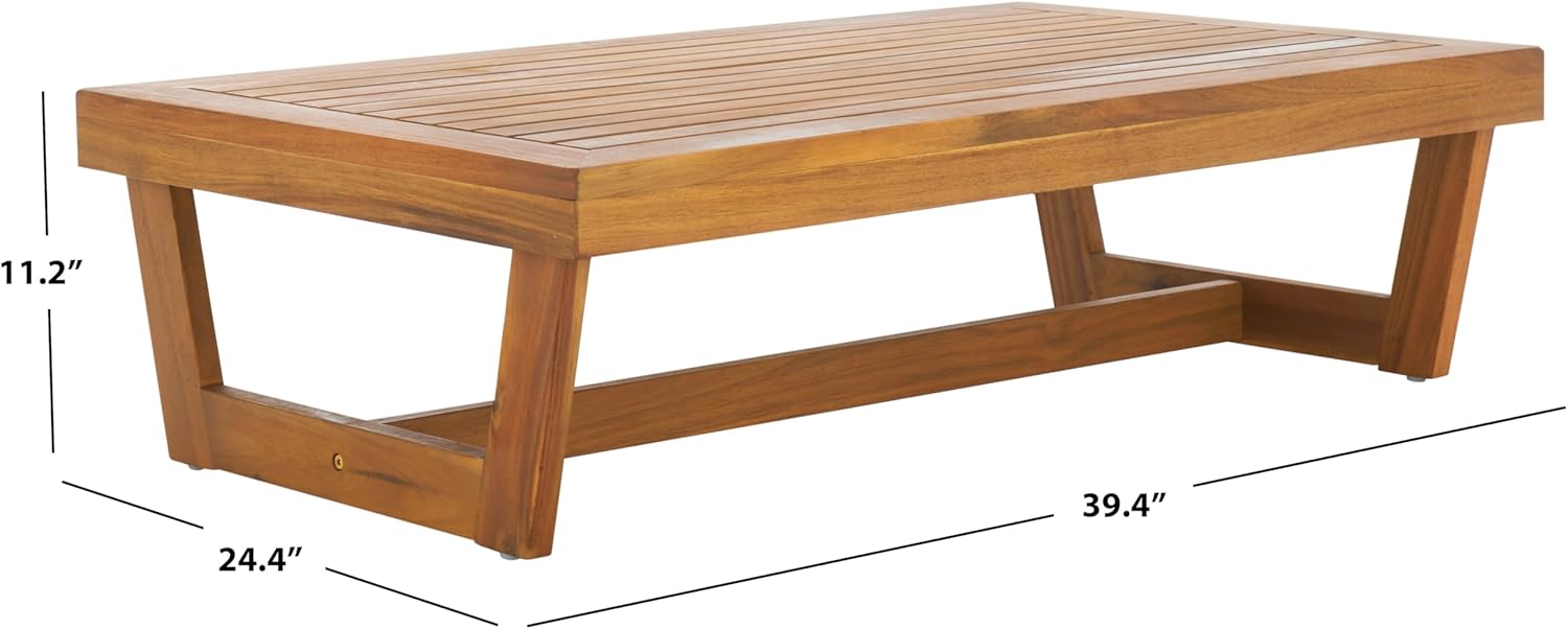 SAFAVIEH Outdoor Patio Furniture Collection Lynn Natural Brown Slatted Top Solid Wood Coffee Table (PAT7330A)