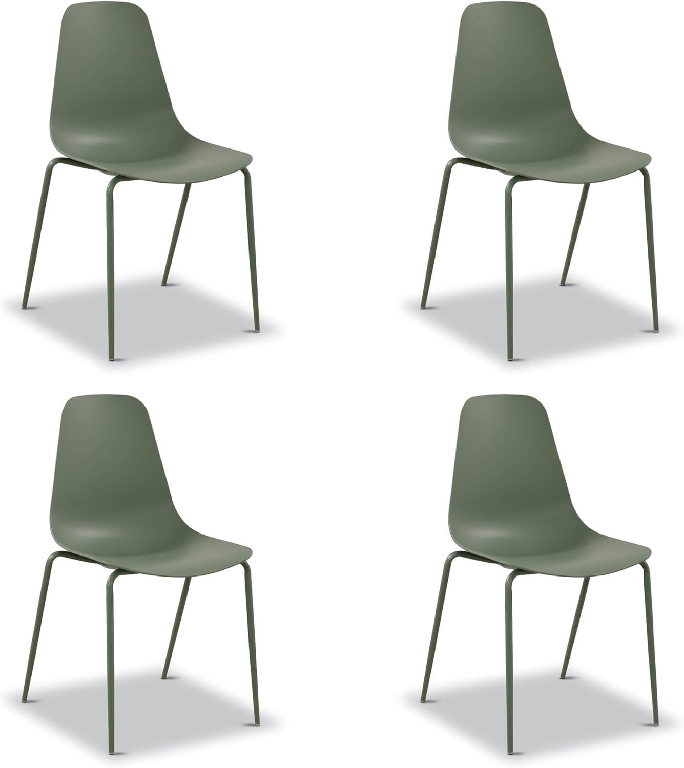 Poly & BARK Isla Modern Kitchen Chairs Set of 4 - Plastic Dining Chair with Metal Legs - Quick Assembly Simple Cafe Chairs Plastic for Indoor or Outdoor - Pistachio Green
