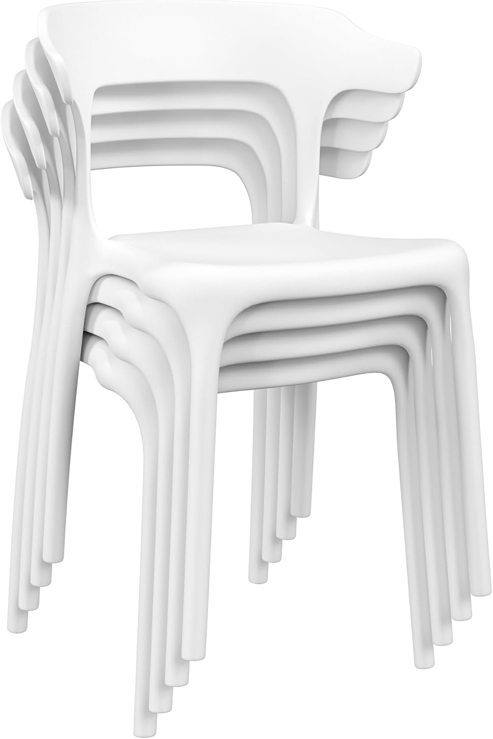 VECELO 4 Pack Plastic Stacking Chairs, Stackable Dining Chairs for Kitchen Restaurant Patio, Portable Indoor Outdoor Use, No Assembly Required, Classic White