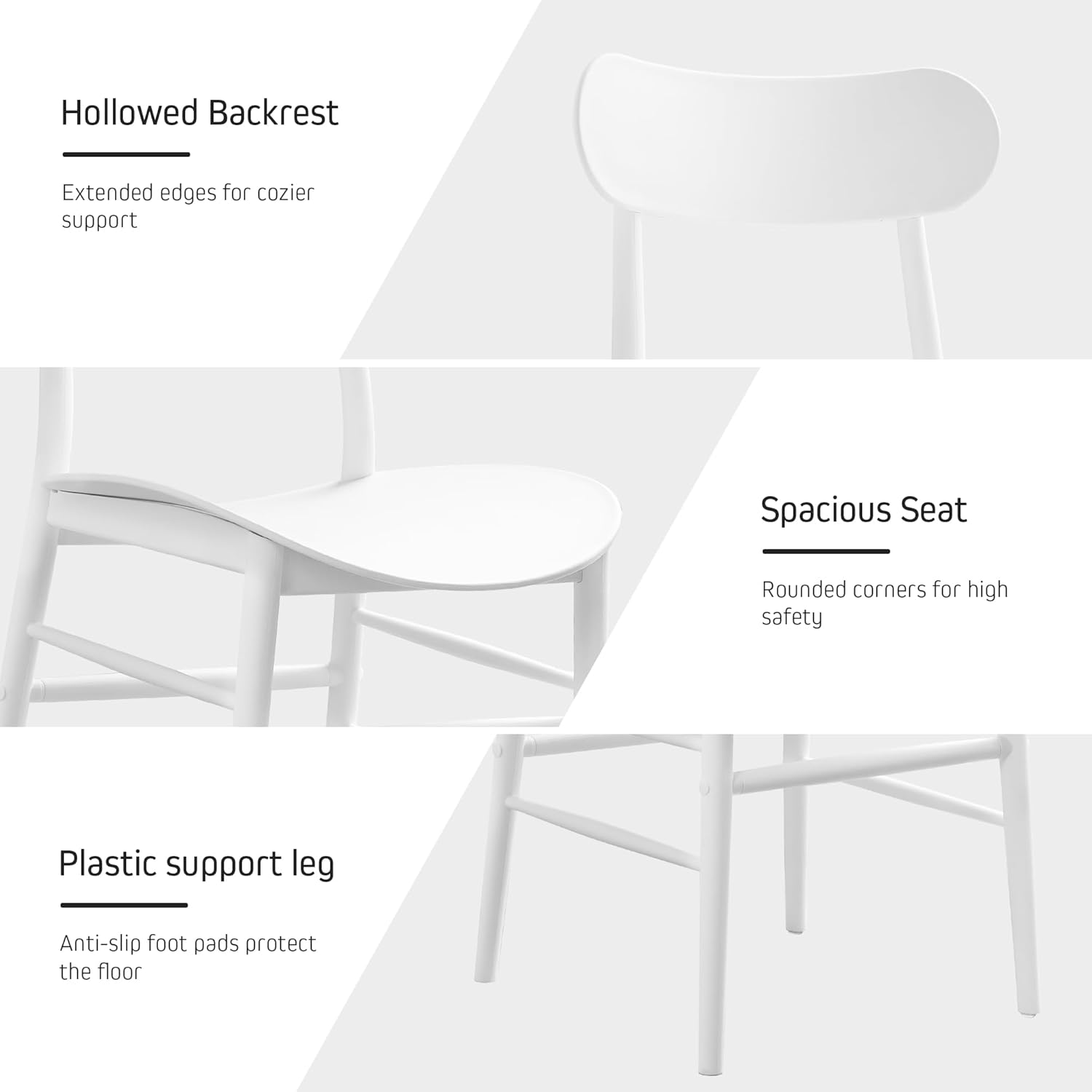 ULTRA LIVING Dining Chairs Set of 4 Quick Assembly Outdoor Plastic Modern Dining Chairs for Indoor or Outdoor White