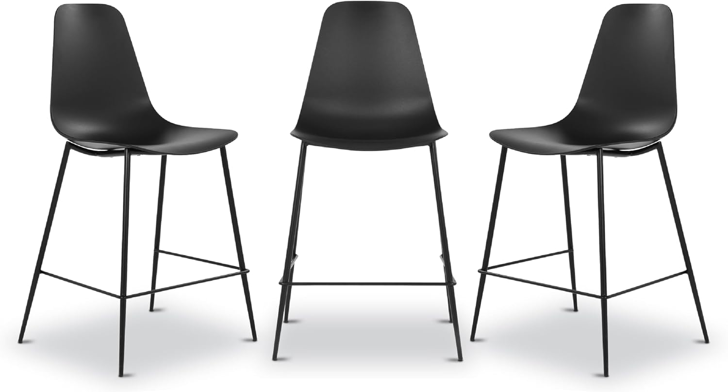 Poly & BARK Isla Modern Kitchen Chairs Set of 4 - Plastic Dining Chair with Metal Legs - Quick Assembly Simple Cafe Chairs Plastic for Indoor or Outdoor - Pistachio Green