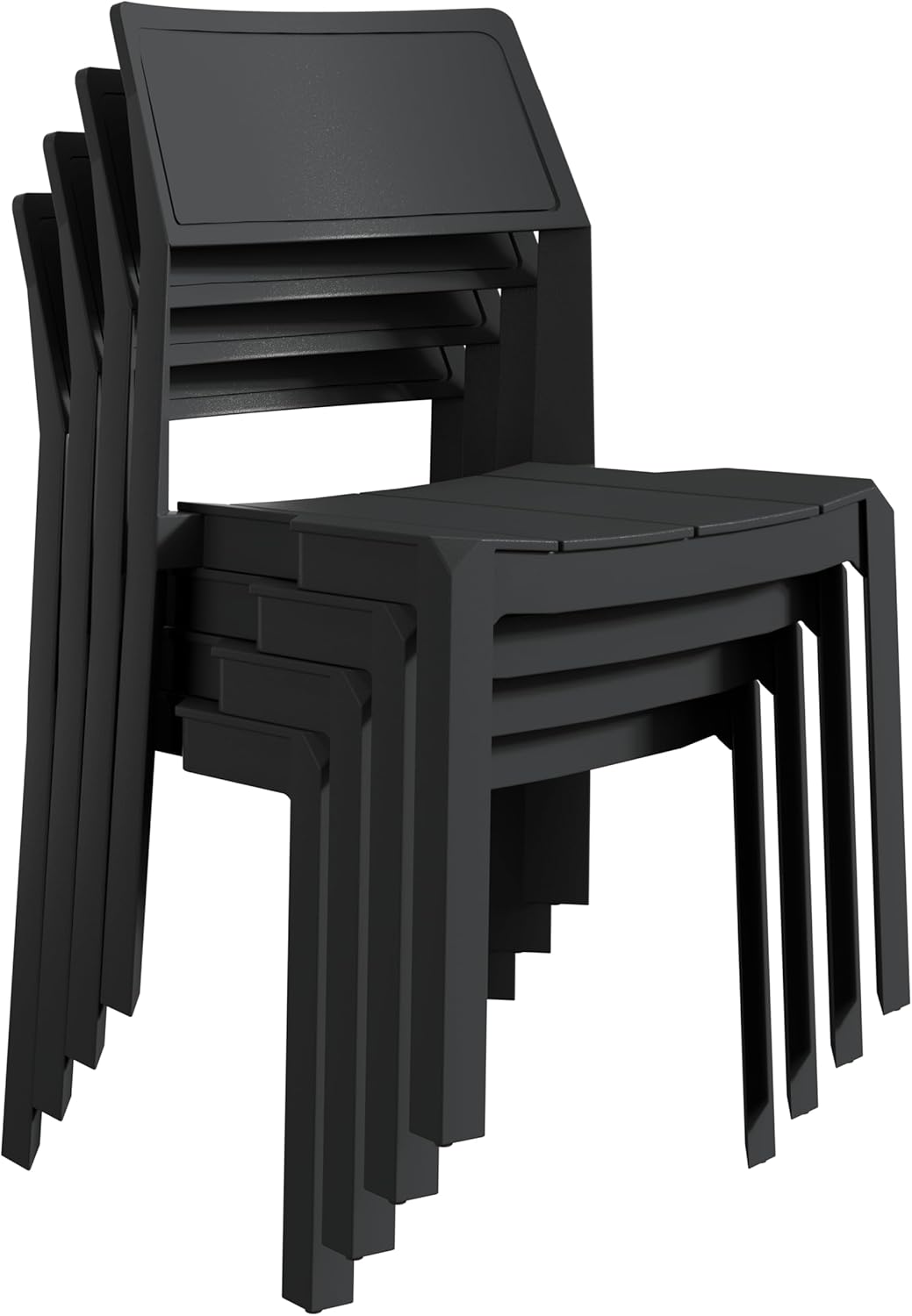 VECELO Stackable Dining Chairs Set of 4, Plastic Patio Chairs for Indoor Outdoor Use in Kitchen, Poolside, Restaurant, No Assembly, Pure White