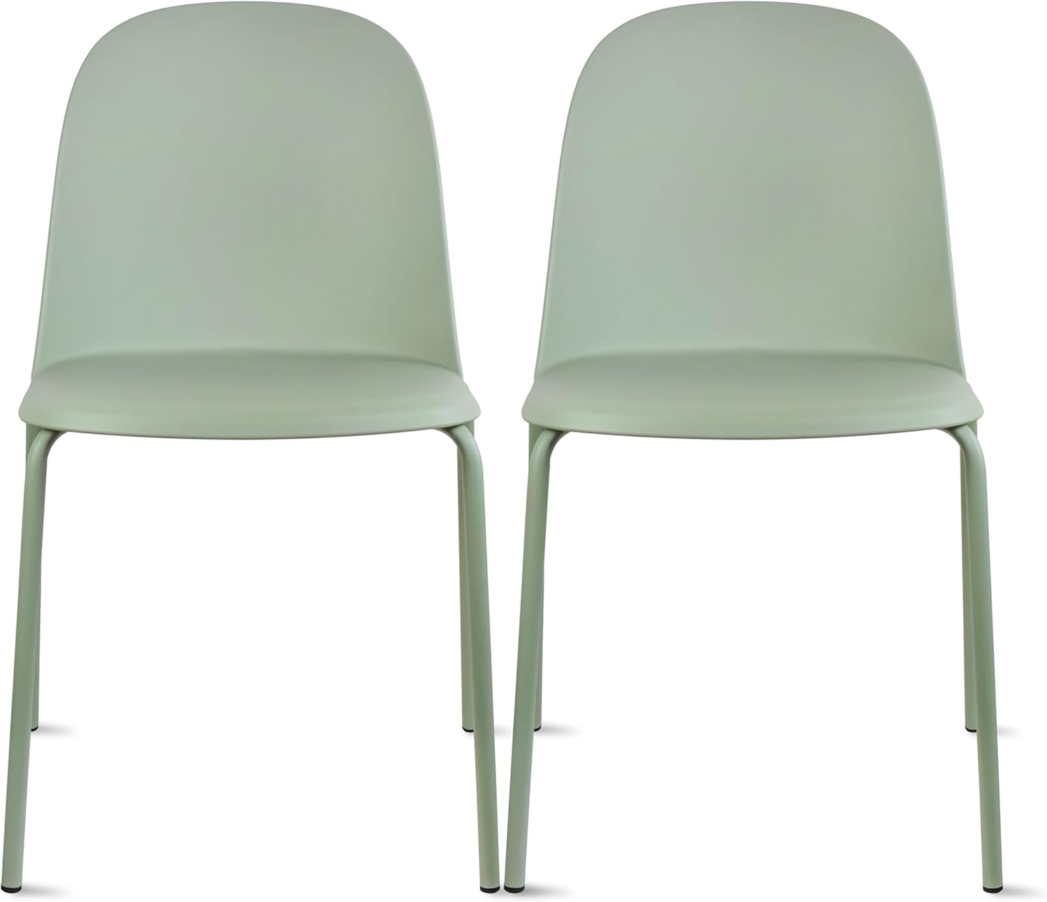 2xhome Modern Stackable Armless Dining Chair | Plastic Shell Seat with Metal Legs | Indoor or Outdoor Use | Home Kitchen Patio (4, Green, No Padding)