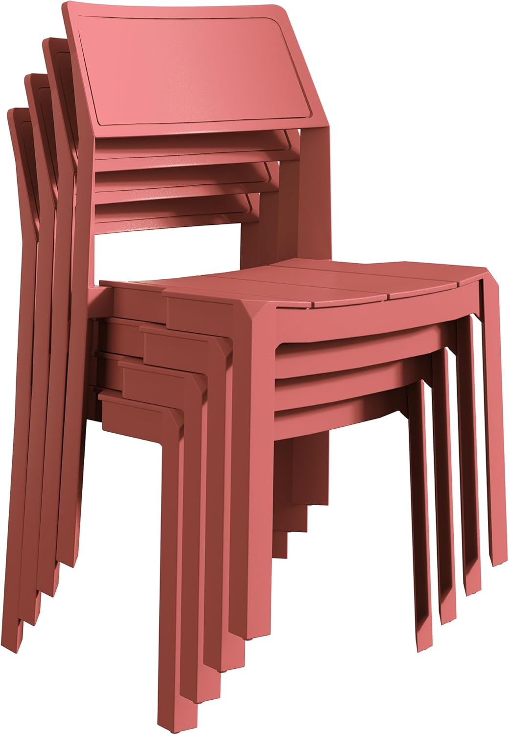 VECELO 4 Pack Plastic Stacking Chairs, Stackable Dining Chairs for Kitchen Restaurant Patio, Portable Indoor Outdoor Use, No Assembly Required, Blue