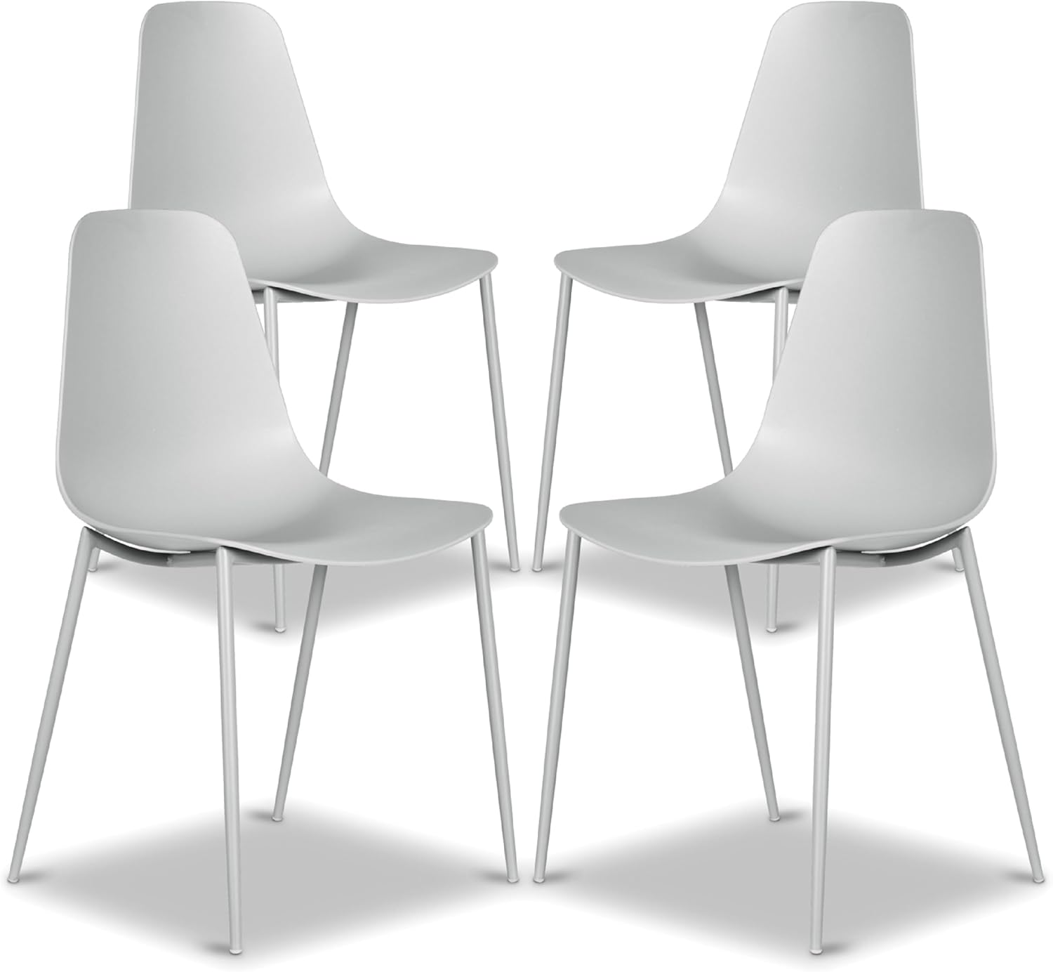 Poly & BARK Isla Modern Kitchen Chairs Set of 4 - Plastic Dining Chair with Metal Legs - Quick Assembly Simple Cafe Chairs Plastic for Indoor or Outdoor - Pistachio Green