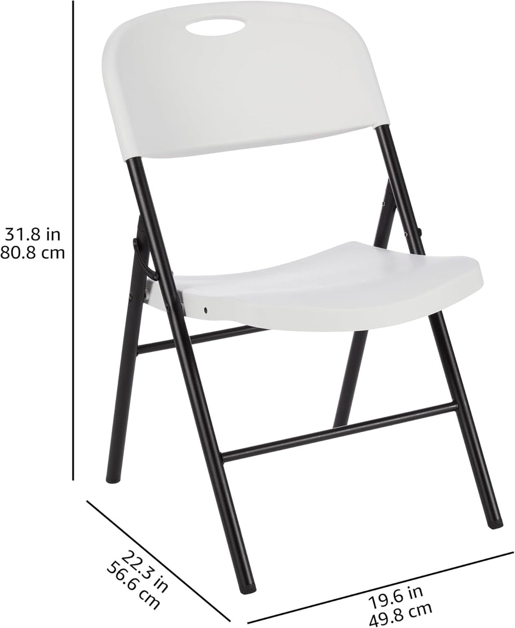 Amazon Basics Foldable Portable Comfortable Sturdy Folding Plastic Chair, 350-Pound Capacity, White, 4-Pack
