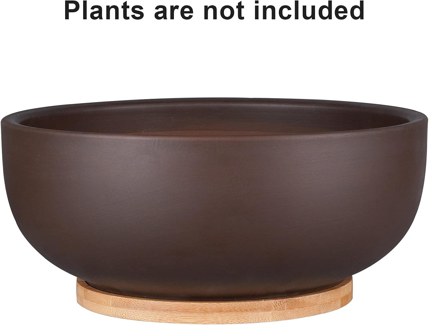 Thirtypot 10 Inch Terracotta Planter, Large Succulent Bonsai Planter Pot with Drainage Hole and Bamboo Saucer for Indoor Plants, Brown