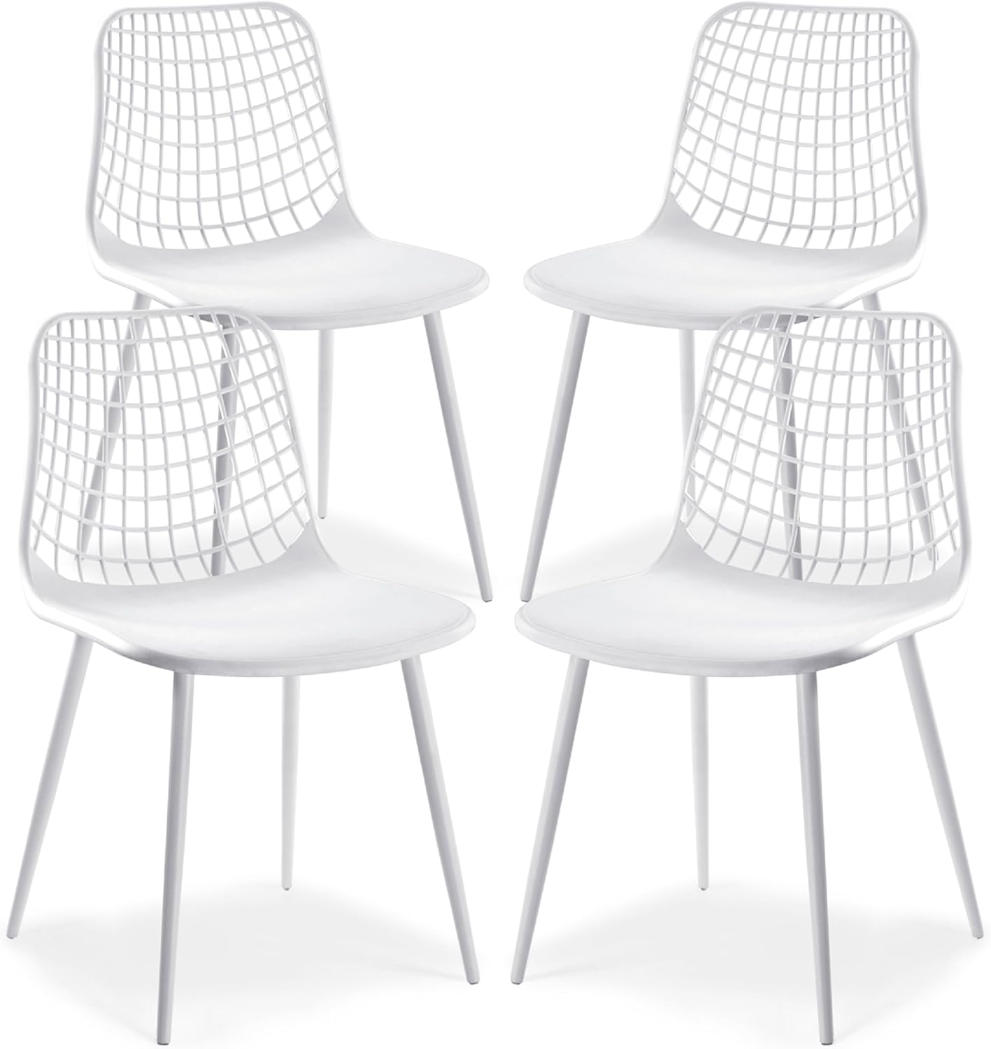 Poly & BARK Isla Modern Kitchen Chairs Set of 4 - Plastic Dining Chair with Metal Legs - Quick Assembly Simple Cafe Chairs Plastic for Indoor or Outdoor - Pistachio Green