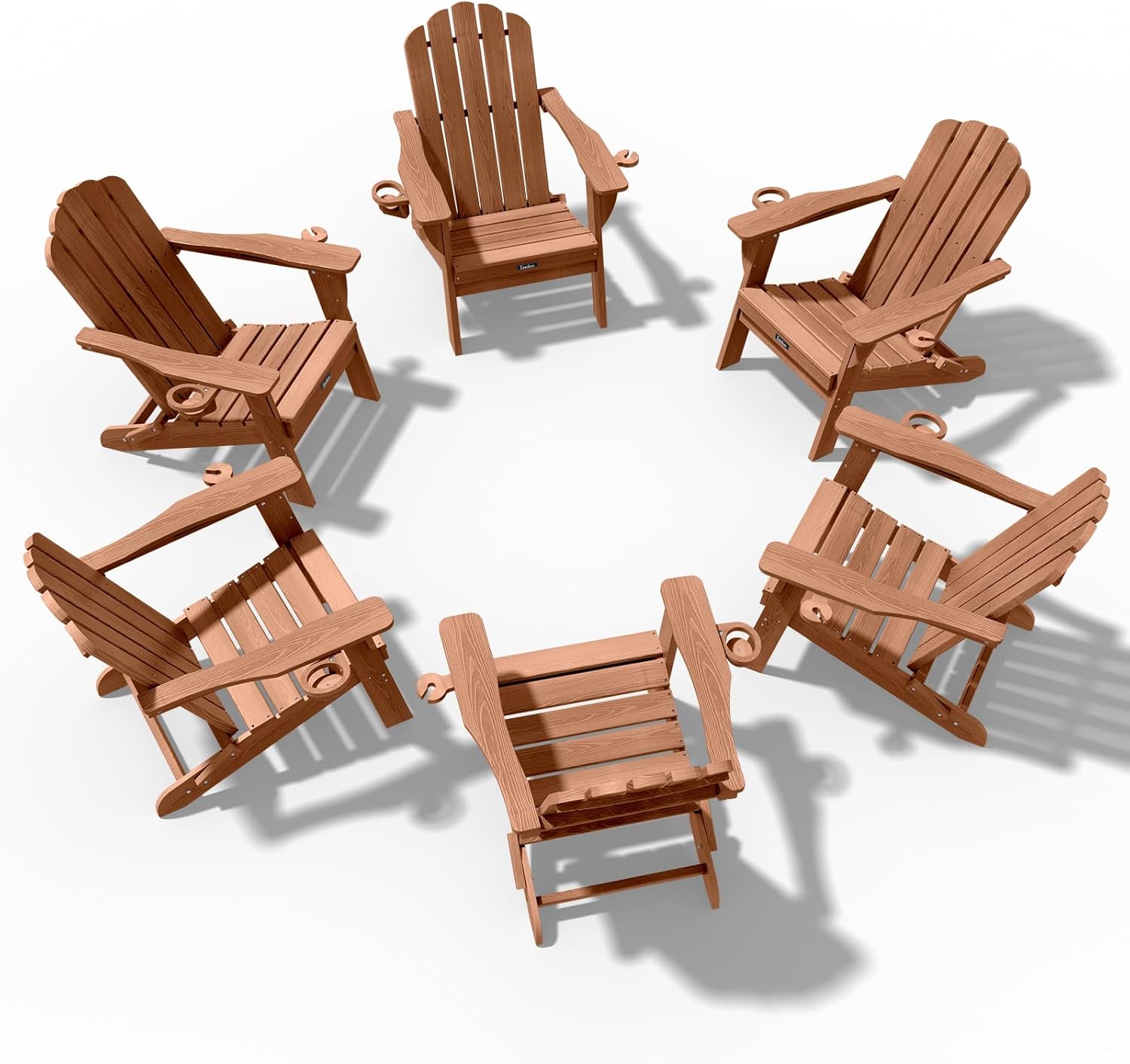 Eesdom Folding Adirondack Chair, HDPE Adirondack Chair with 2 Cup Holders, Easy Assembly Outdoor Fire Pit Chairs for Patio, Garden, Poolside, Black