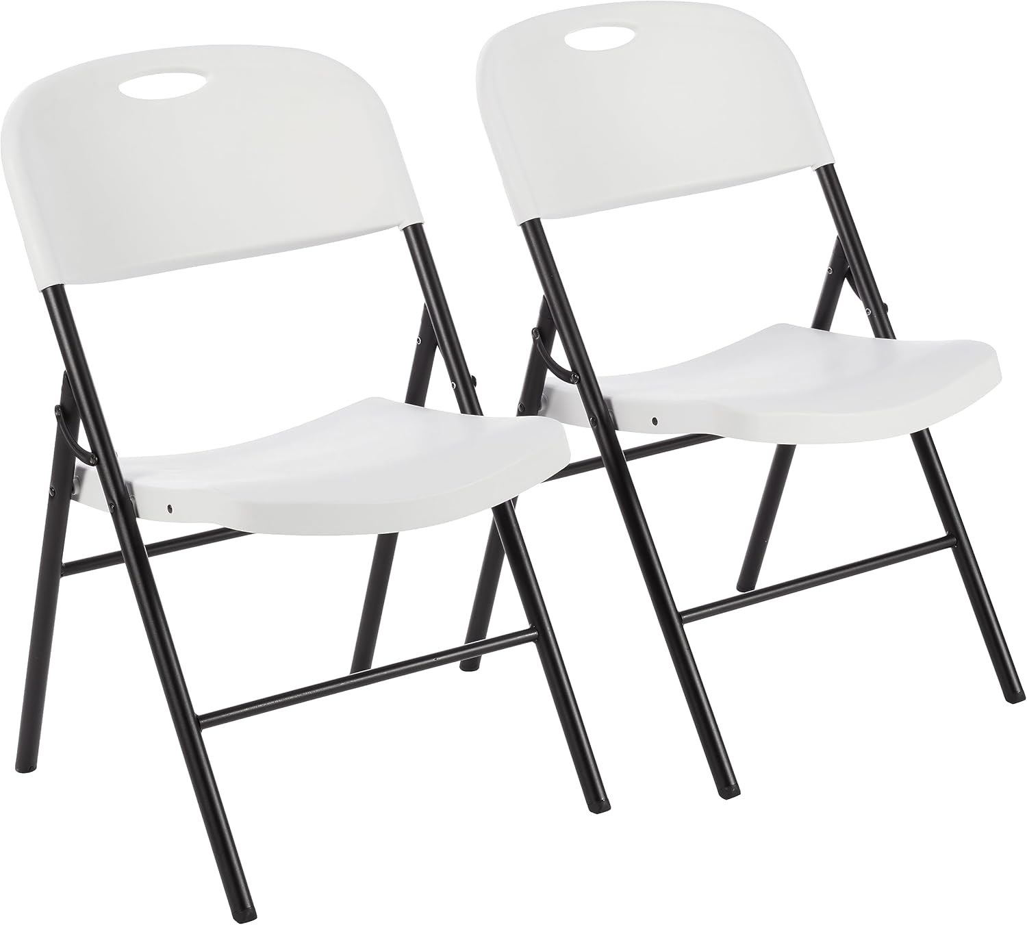 Amazon Basics Foldable Portable Comfortable Sturdy Folding Plastic Chair, 350-Pound Capacity, White, 4-Pack