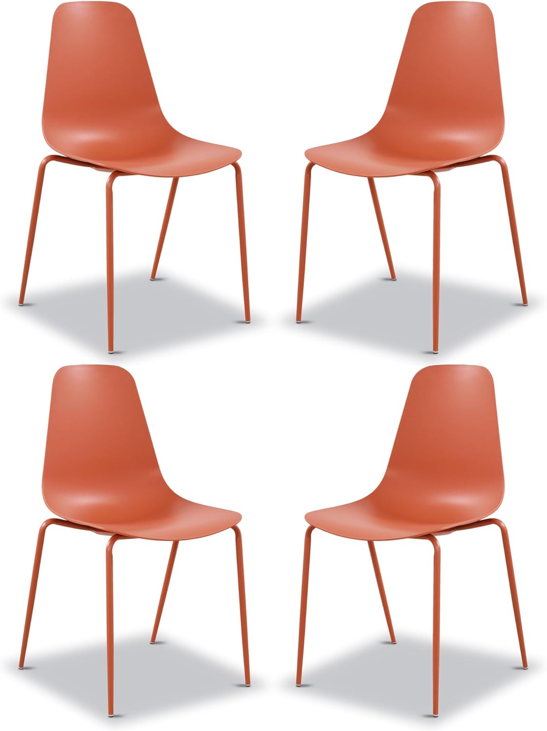 Poly & BARK Isla Modern Kitchen Chairs Set of 4 - Plastic Dining Chair with Metal Legs - Quick Assembly Simple Cafe Chairs Plastic for Indoor or Outdoor - Pistachio Green