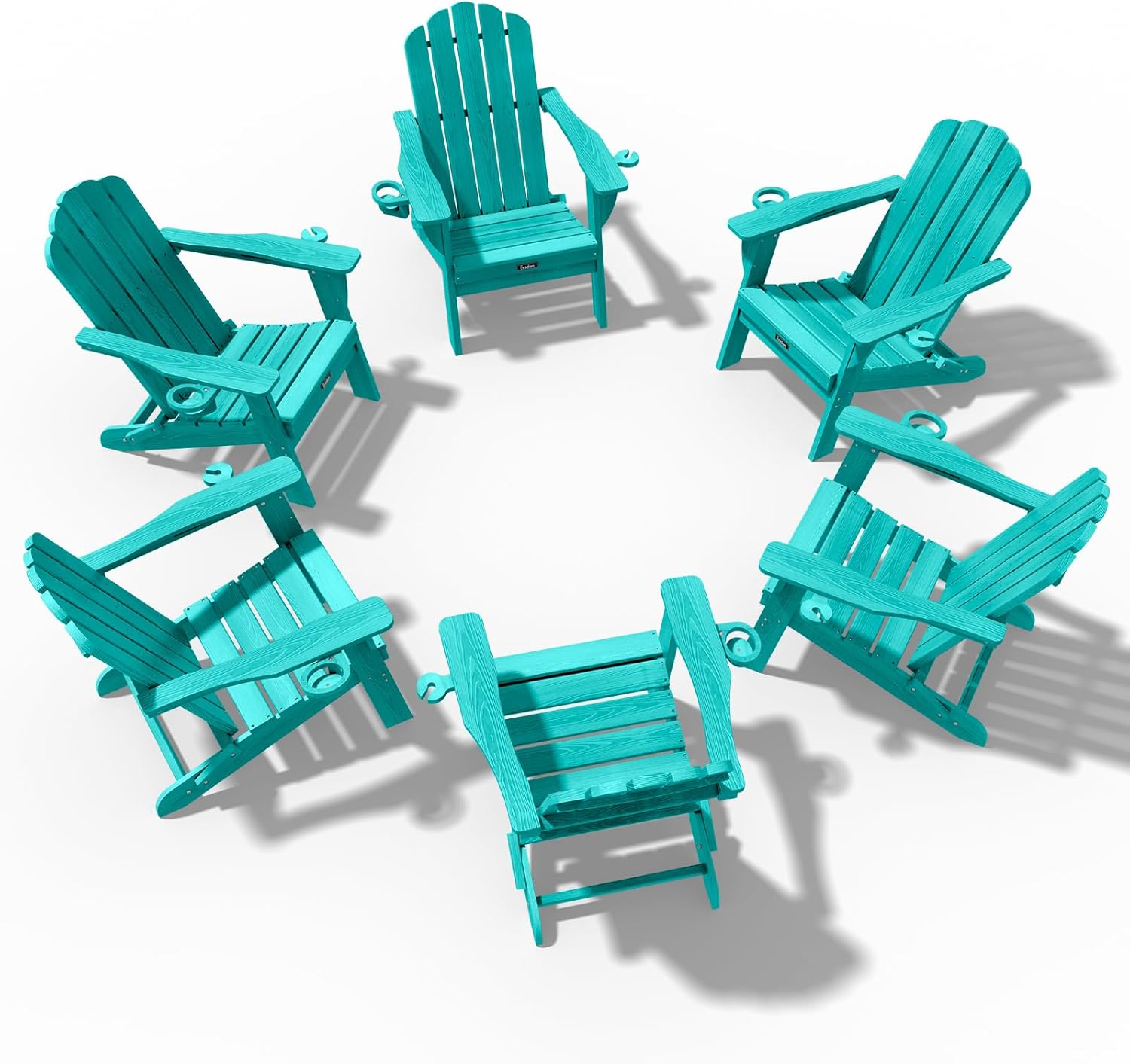 Eesdom Folding Adirondack Chair, HDPE Adirondack Chair with 2 Cup Holders, Easy Assembly Outdoor Fire Pit Chairs for Patio, Garden, Poolside, Black