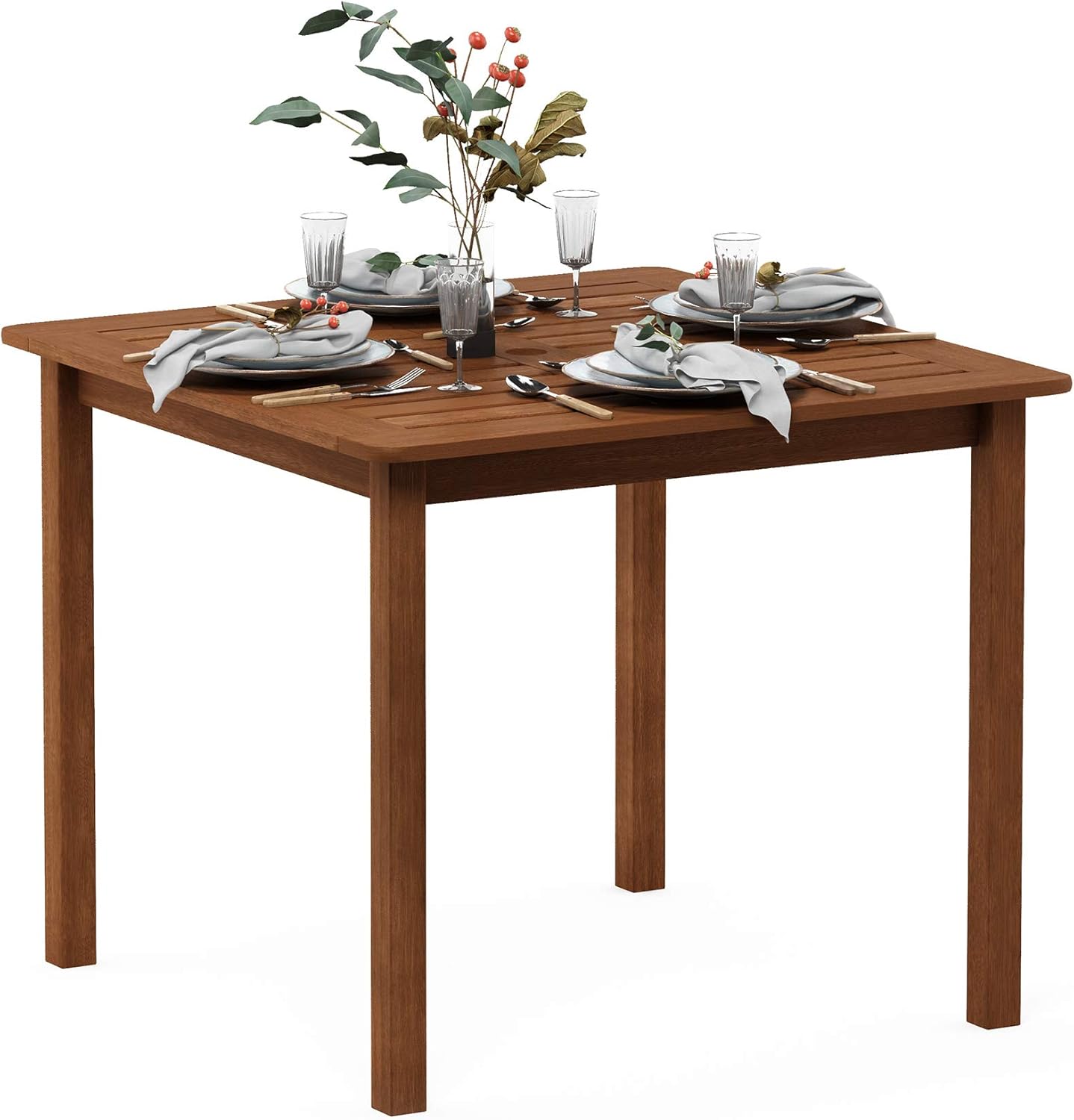 Furinno FG18508 Tioman Hardwood Patio Furniture 2-Tier Coffee Table in Teak Oil, Natural