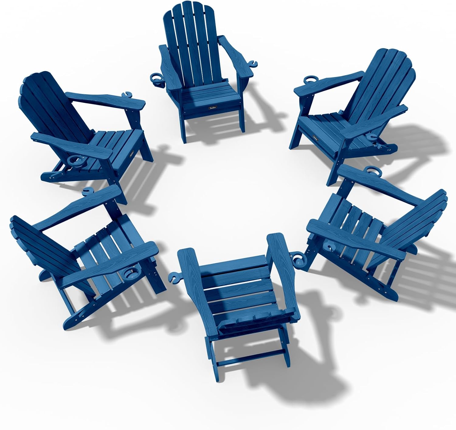 Eesdom Folding Adirondack Chair, HDPE Adirondack Chair with 2 Cup Holders, Easy Assembly Outdoor Fire Pit Chairs for Patio, Garden, Poolside, Black