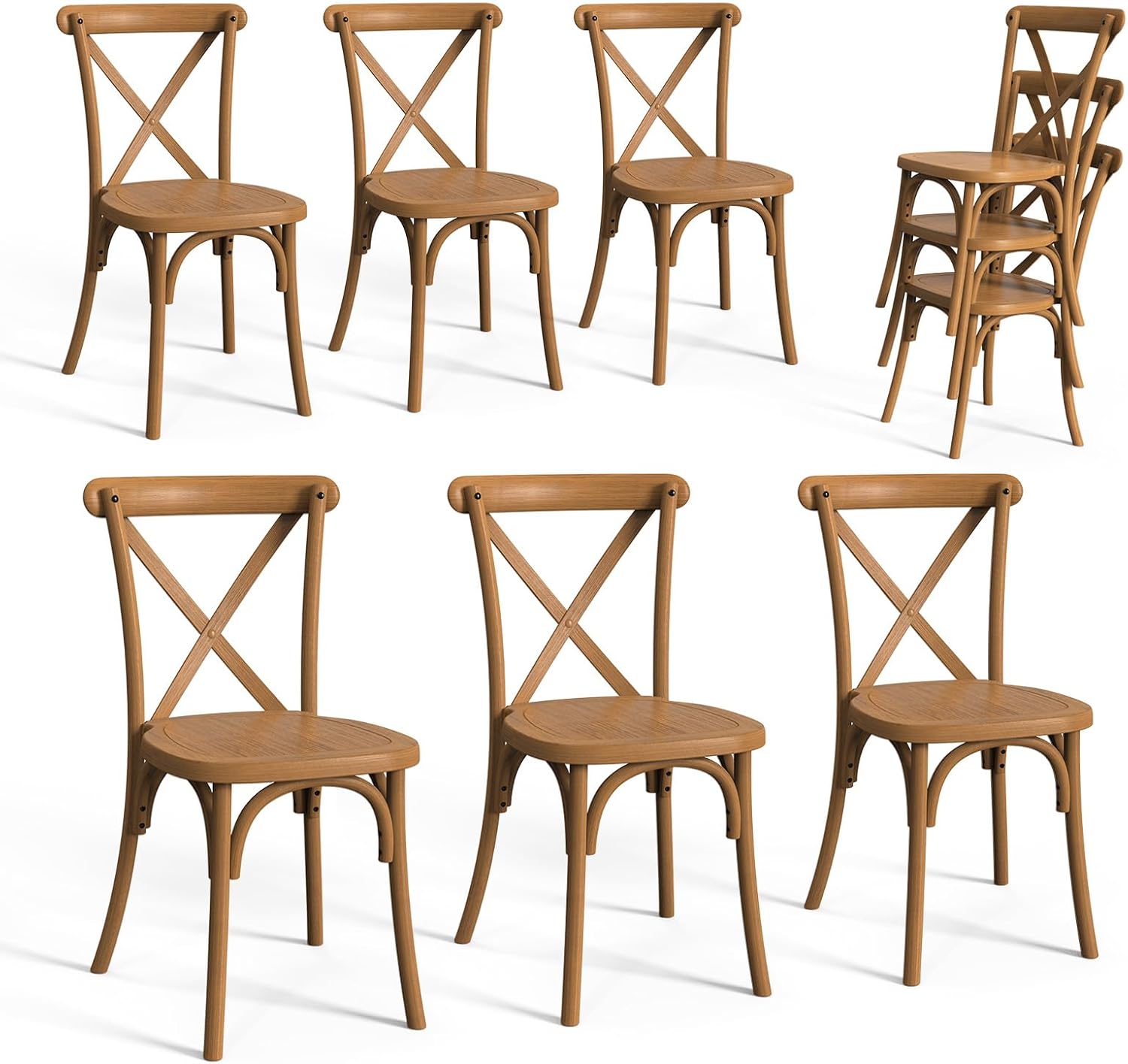 VINGLI Plastic Outdoor Dining Chairs Set of 6, Stackable Patio Cream White Dining Chairs with X Back, Waterproof Kitchen & Dining Room Chairs for Indoor-Outdoor, Capacity 400 lbs