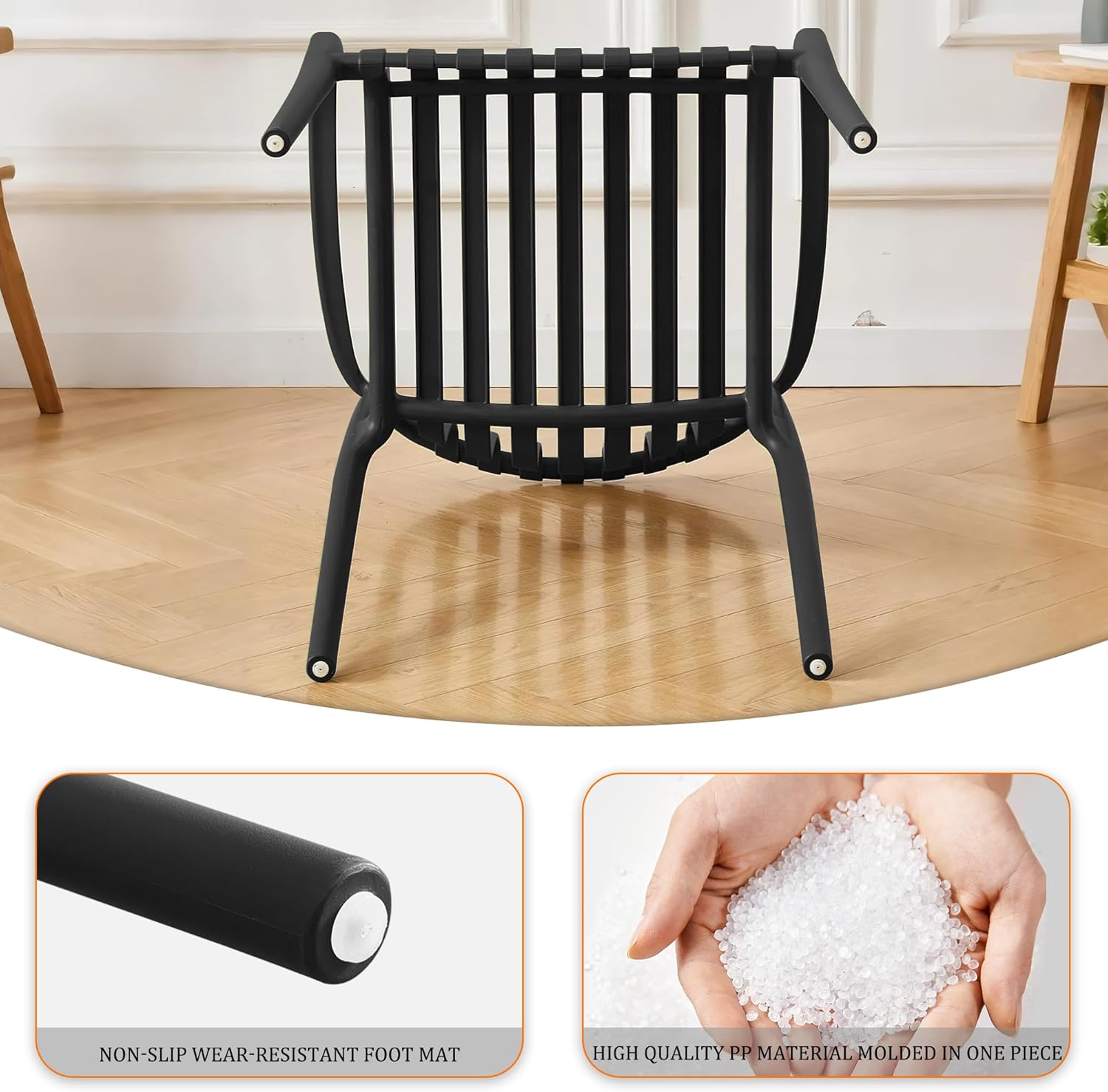 JPBSTO Patio Dining Chairs Set of 4,Outdoor Stackable Chairs with Curved Back for Indoor Waterproof Restaurant Cafes(Not Included Table)