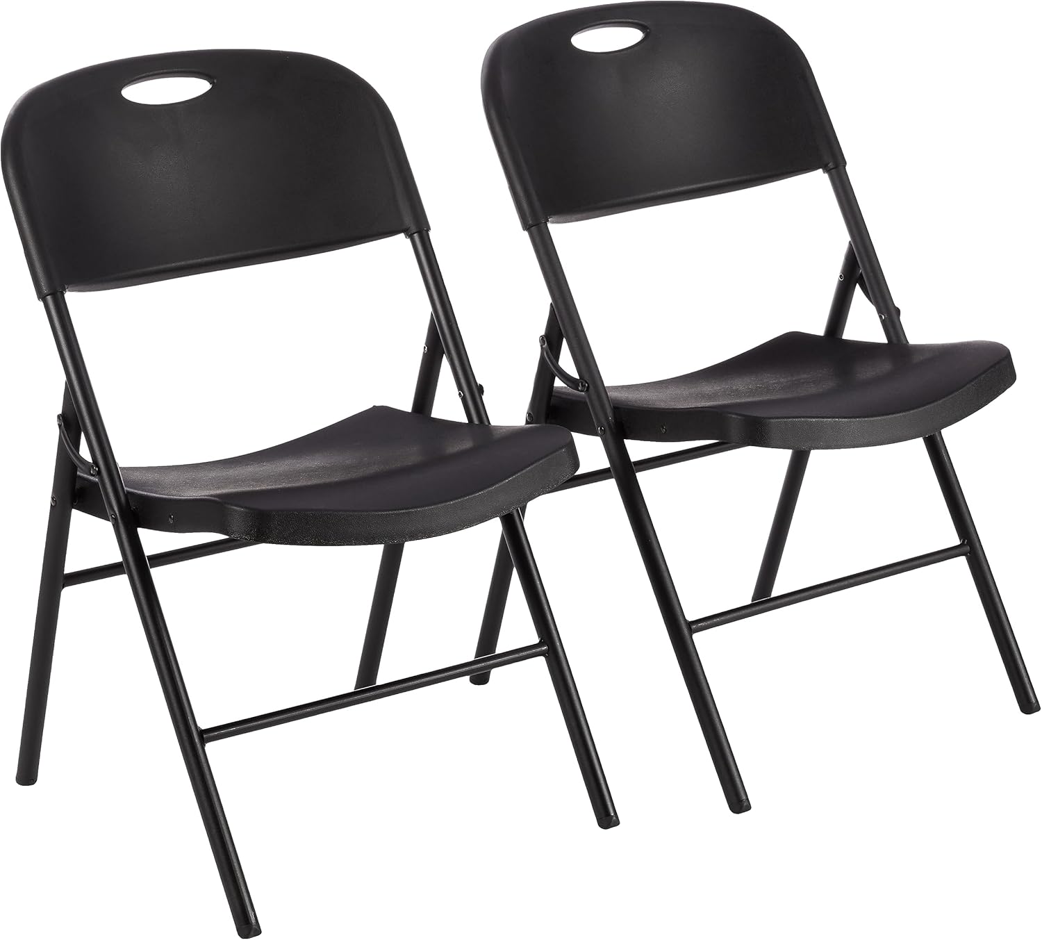 Amazon Basics Foldable Portable Comfortable Sturdy Folding Plastic Chair, 350-Pound Capacity, White, 4-Pack
