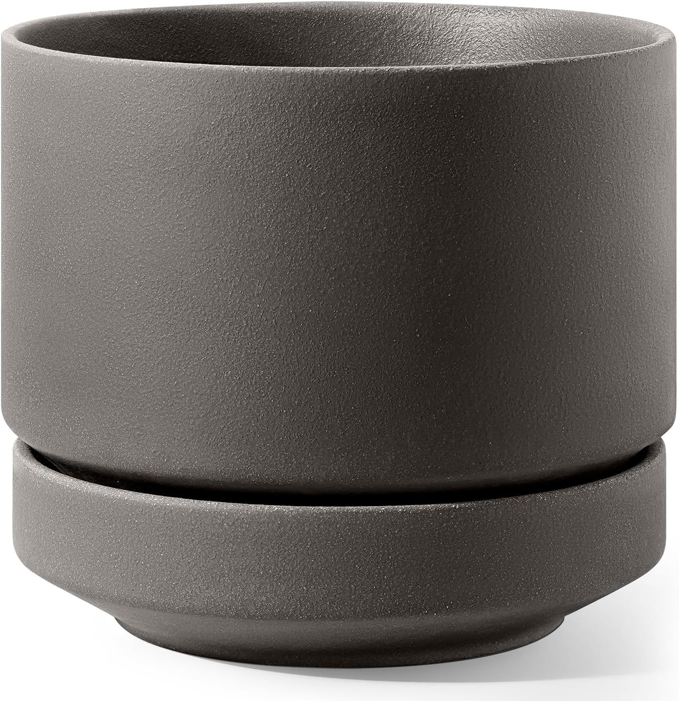 LE TAUCI 12 Inch Pots for Plants with Saucer | Ceramic Outdoor & Indoor Planter Pot for Plants | Drainage Hole, Mesh Pad & Plug | Unglazed Porous | Modern for Home, Office and Patio – Terracotta Color