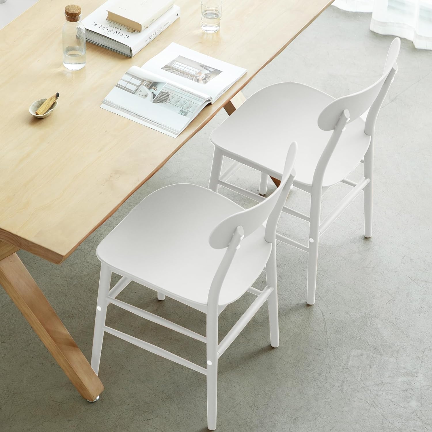 ULTRA LIVING Dining Chairs Set of 4 Quick Assembly Outdoor Plastic Modern Dining Chairs for Indoor or Outdoor White