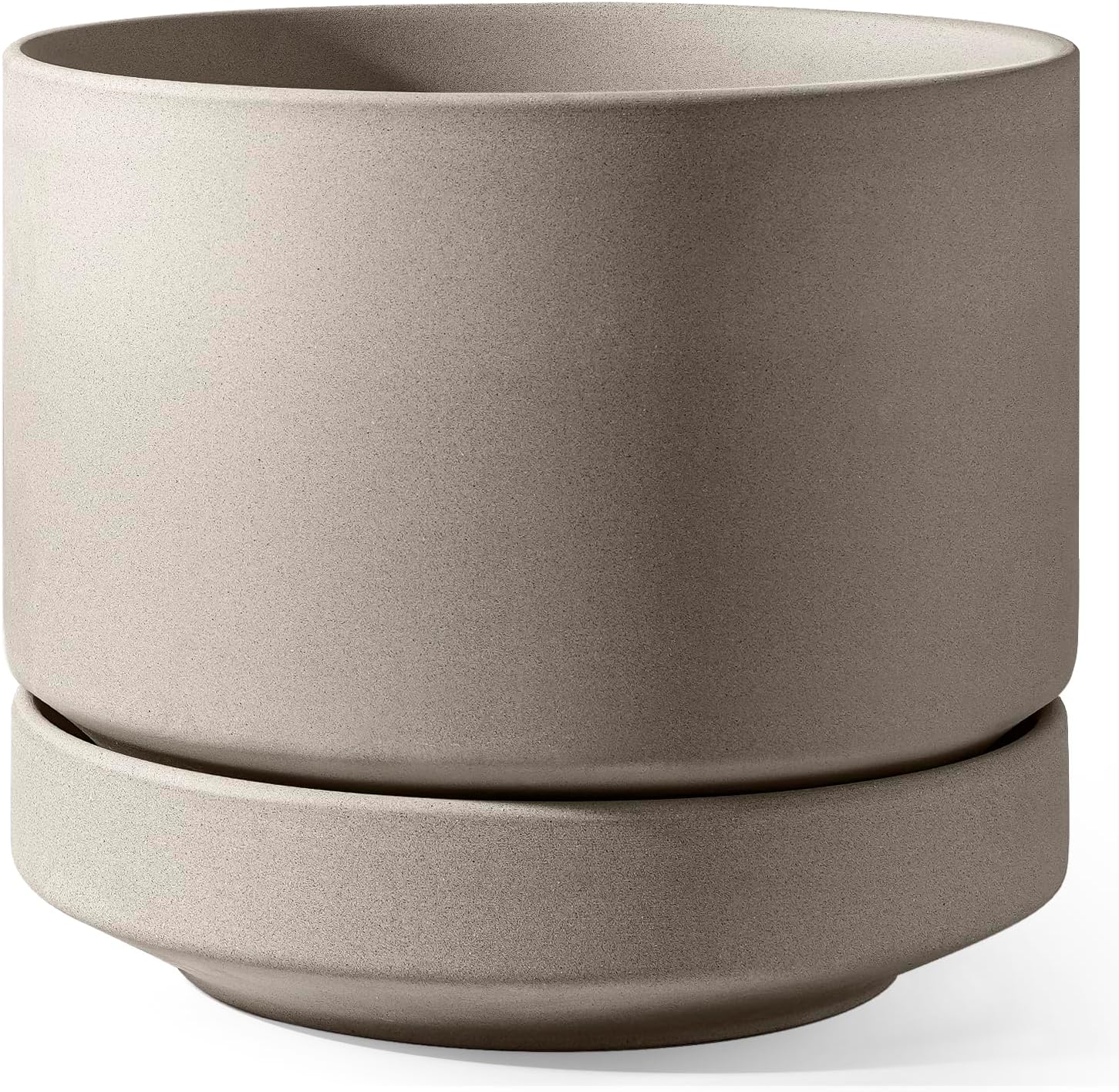 LE TAUCI 12 Inch Pots for Plants with Saucer | Ceramic Outdoor & Indoor Planter Pot for Plants | Drainage Hole, Mesh Pad & Plug | Unglazed Porous | Modern for Home, Office and Patio – Terracotta Color