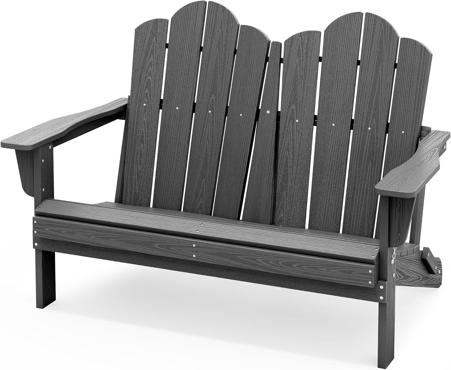 SERWALL Outdoor Folding Adirondack Bench, HDPE All-Weather Adirondack Loveseat, 660 lbs Capacity, Foldable Outdoor Patio Bench for Deck, Lawn, Garden, Navy