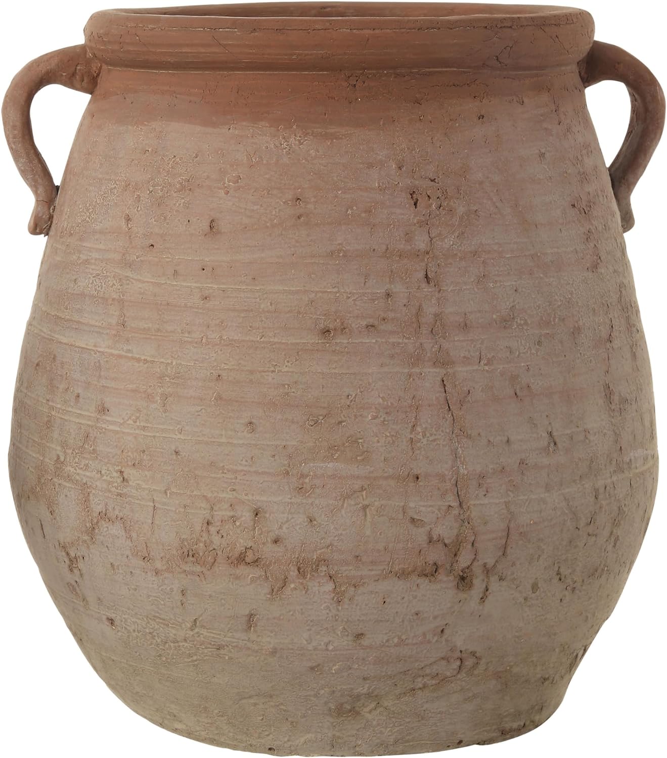 Creative Co-Op Large Orange & Whitewashed Terracotta Urn