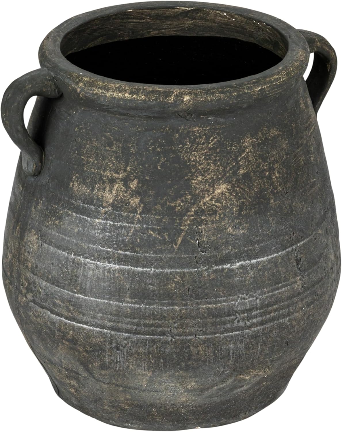 Creative Co-Op Large Orange & Whitewashed Terracotta Urn