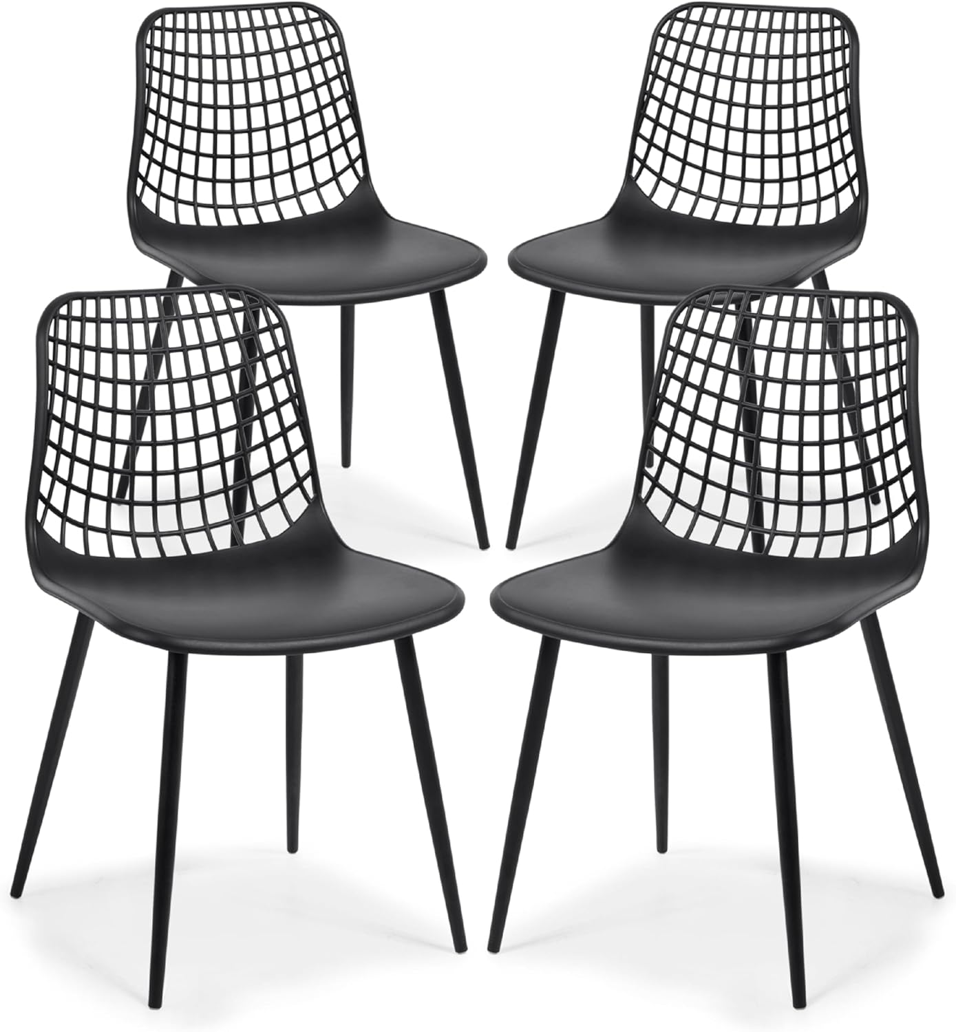 Poly & BARK Isla Modern Kitchen Chairs Set of 4 - Plastic Dining Chair with Metal Legs - Quick Assembly Simple Cafe Chairs Plastic for Indoor or Outdoor - Pistachio Green