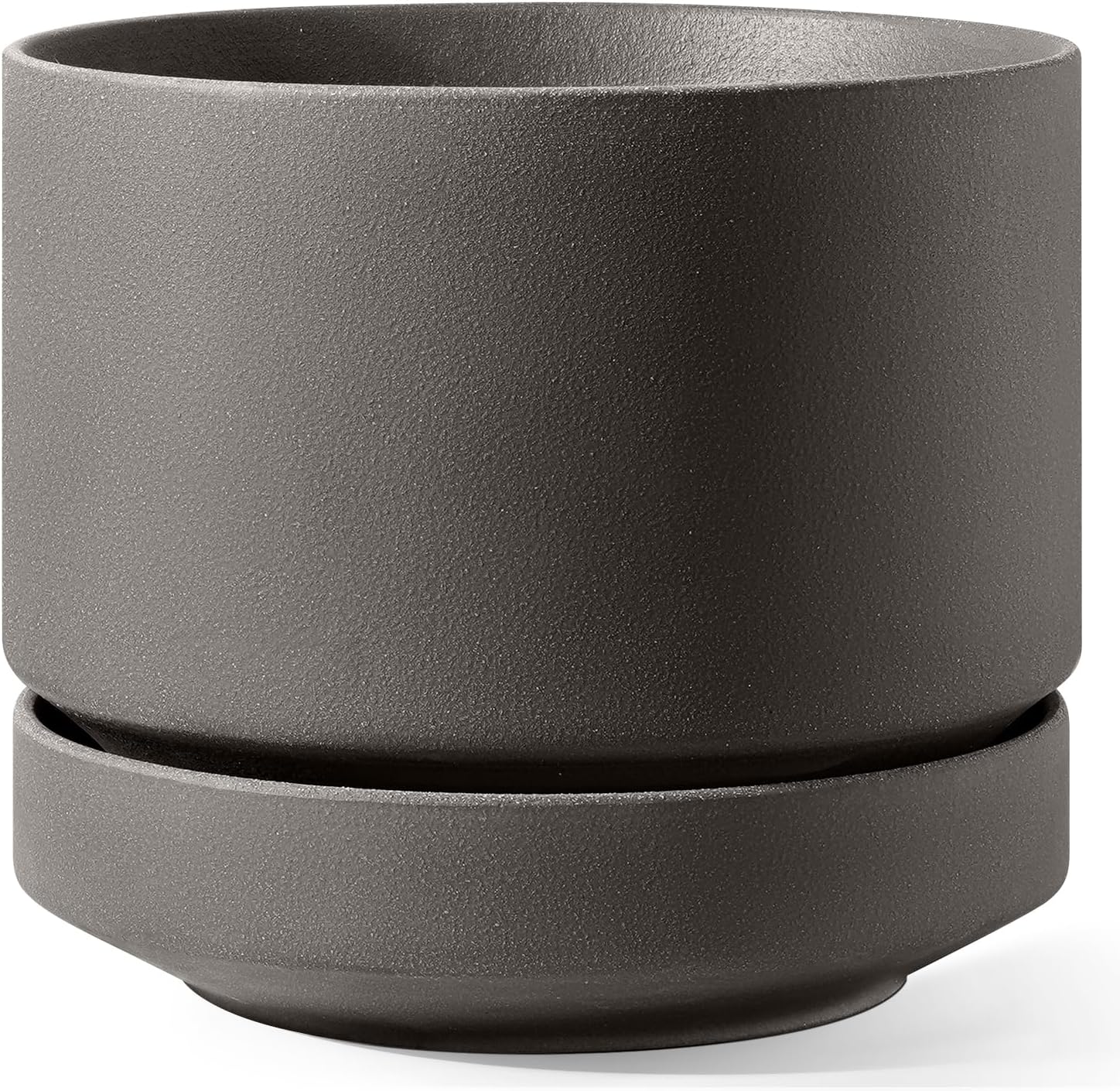 LE TAUCI 12 Inch Pots for Plants with Saucer | Ceramic Outdoor & Indoor Planter Pot for Plants | Drainage Hole, Mesh Pad & Plug | Unglazed Porous | Modern for Home, Office and Patio – Terracotta Color